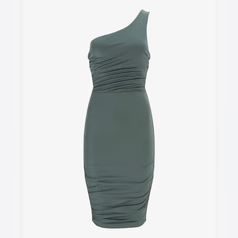Express Body Contour One Shoulder Ruched Mini Dress - Picture 5 of 5